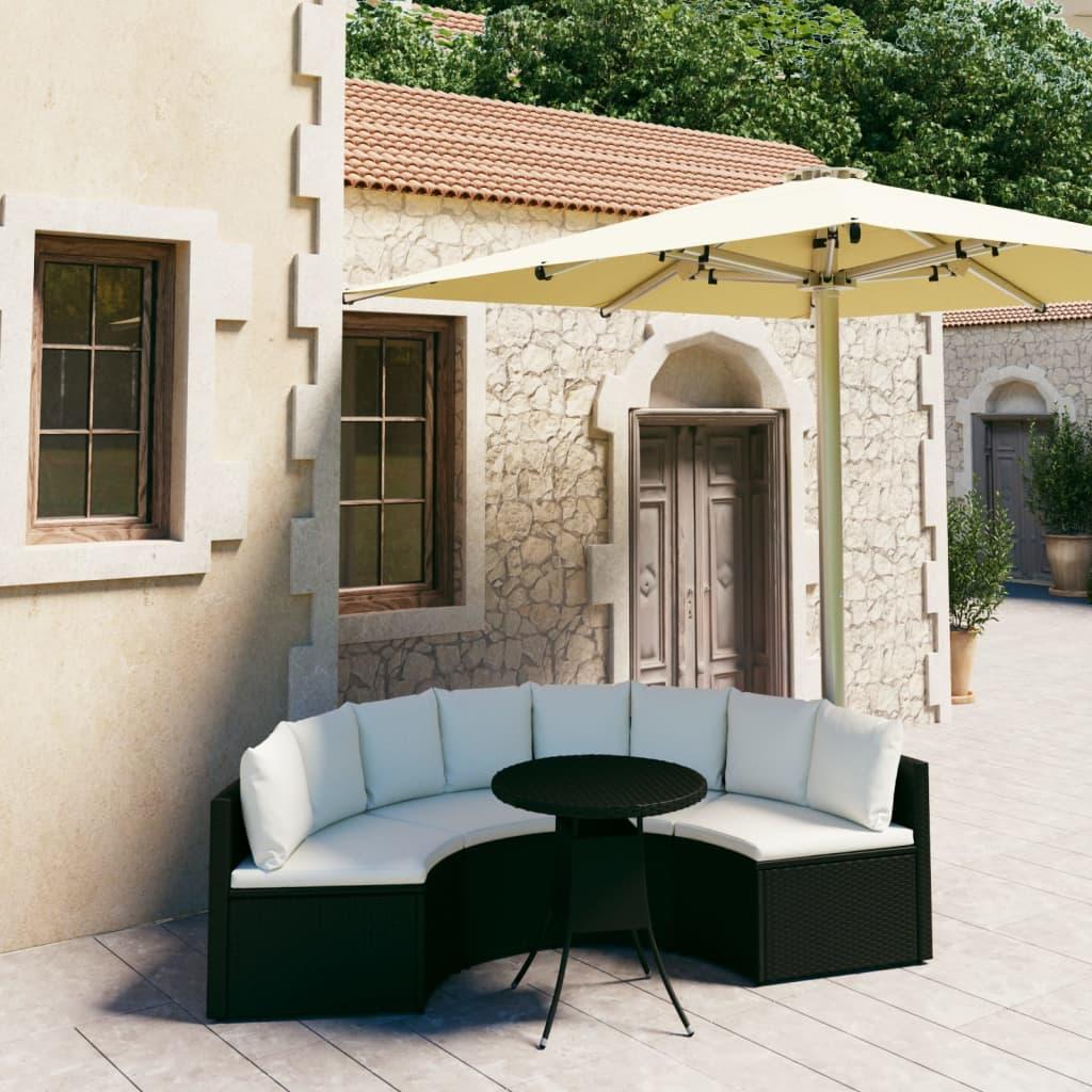 Sofasæt til haven 5 dele med hynder polyrattan sort billede