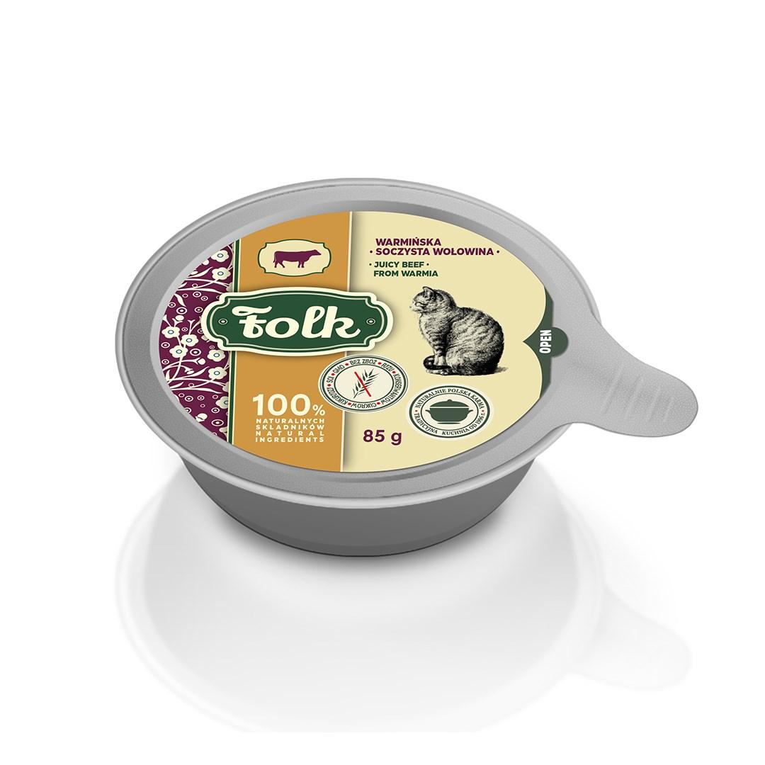 Folk Juicy Beef fra Warmia - vÃ¥dfoder til kat, 85 g billede