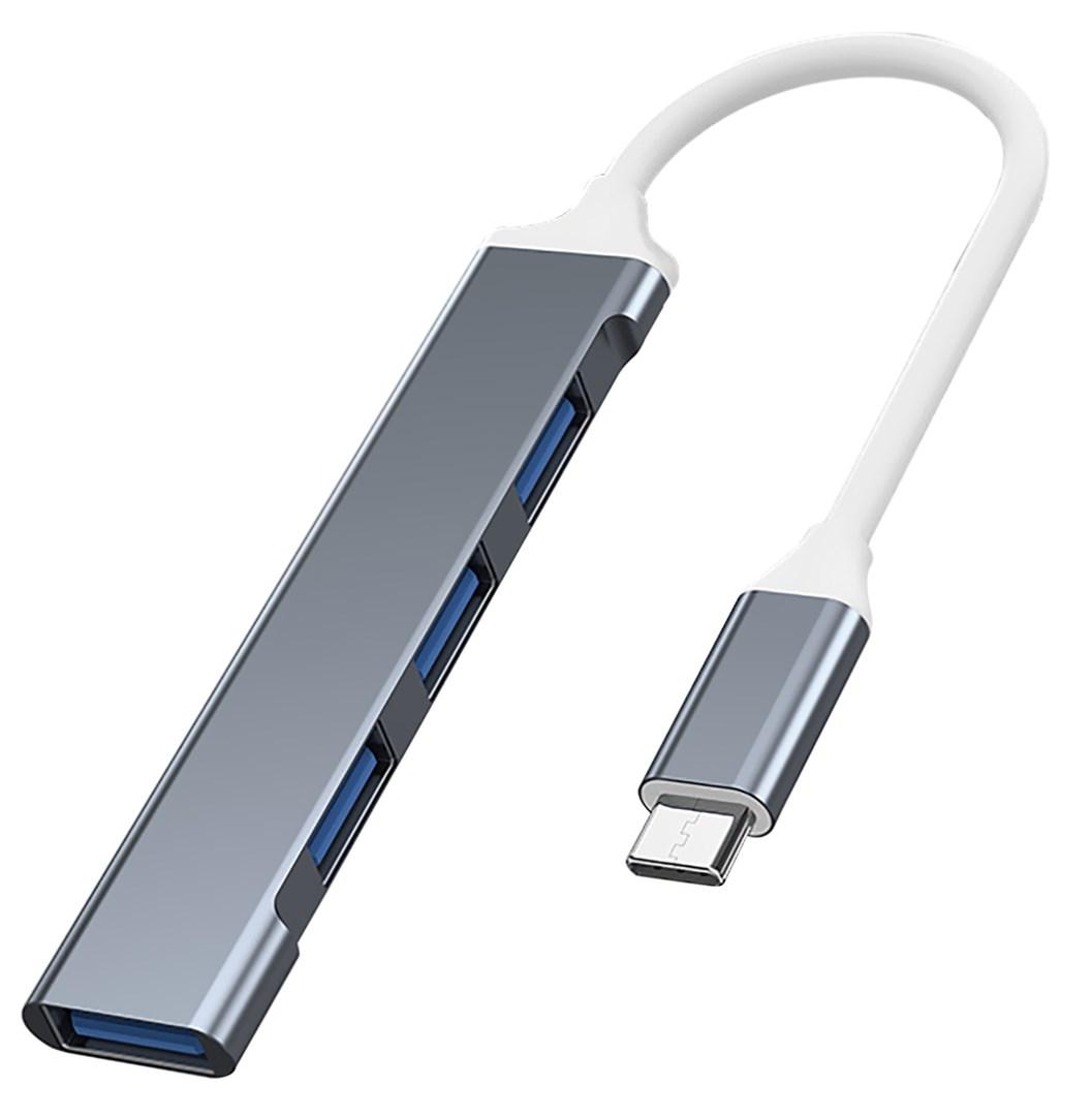 VAKOSS TC-4125X USB‑C hub - 1× USB 3.0 + 3× USB 2.0, sølv billede