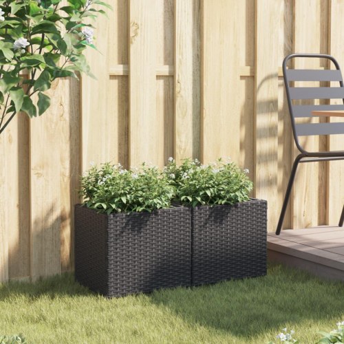 Plantekasser 2 stk. 36x30x32 cm polyrattan sort