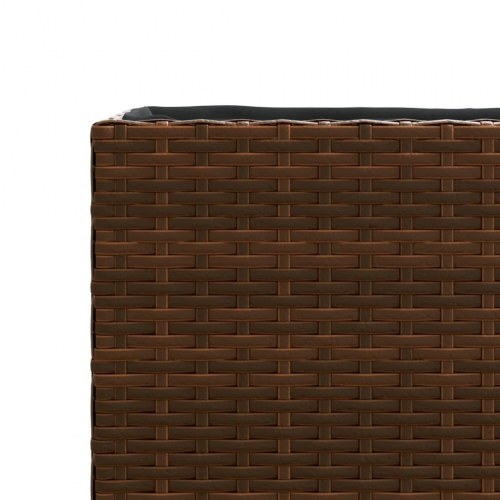Plantekasse med hjul og 3 krukker 107x32x38 cm polyrattan brun