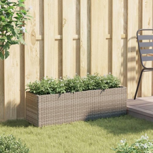 Plantekasse med 3 krukker 105 x 30 x 32 cm polyrattan grå