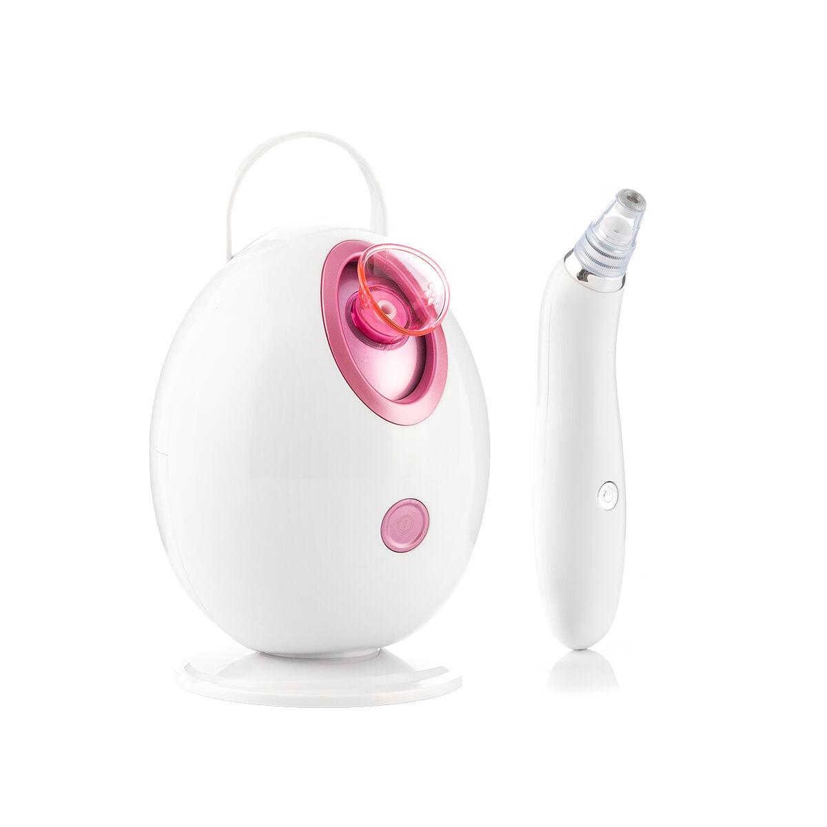 Moispa + Pore·Off - elektrisk ansigtsdamper og hudormefjerner, hvid/rosa billede
