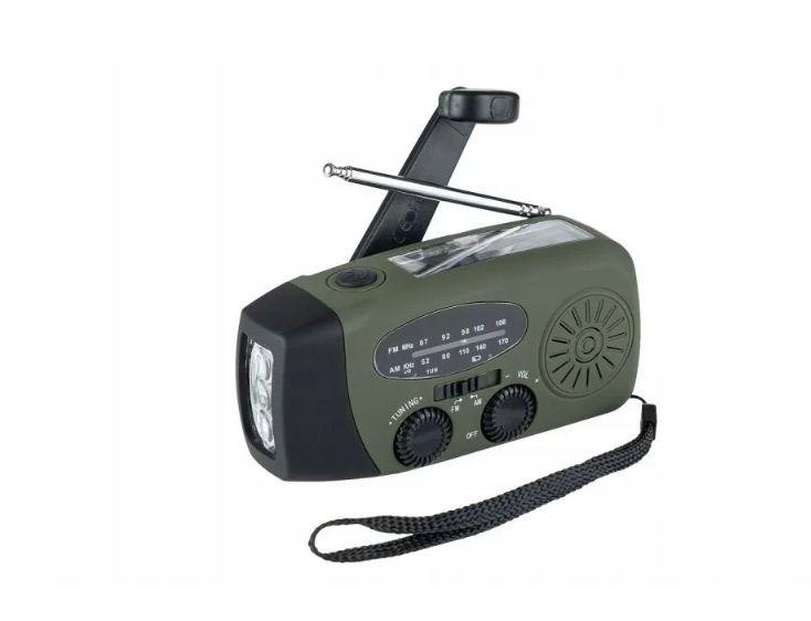 FOSCO nødradio med solcelle og dynamo - AM/FM, LED-lygte, IPX3 billede