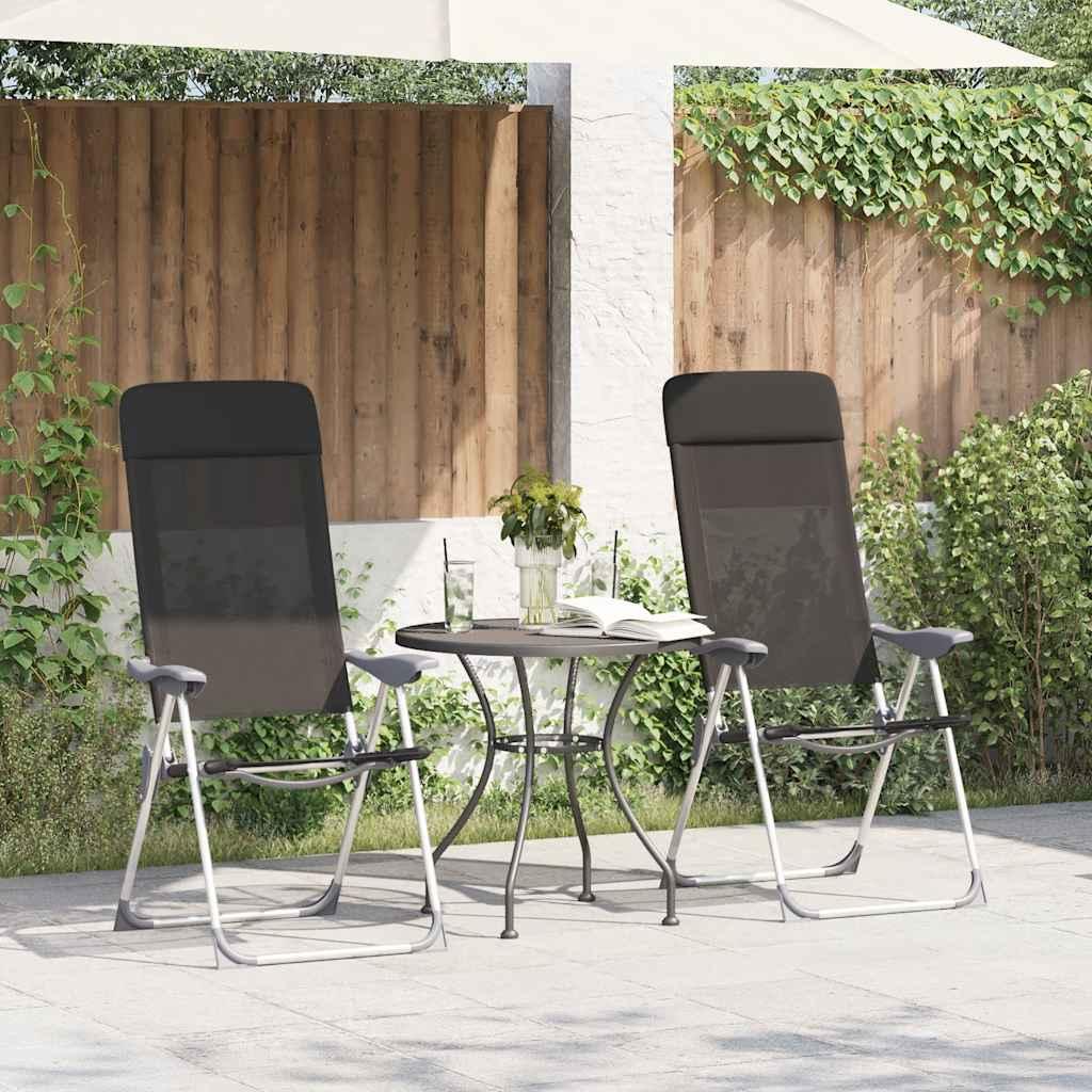 Foldbare campingstole 2 stk. aluminium sort billede