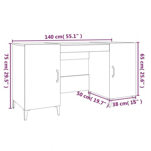 Skrivebord 140×50×75 cm i konstrueret træ - grå sonoma-eg