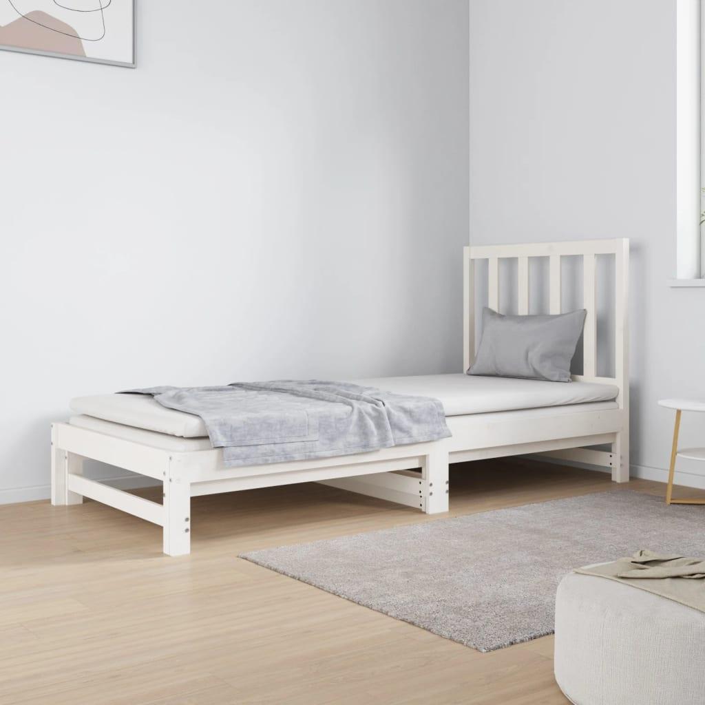 Daybed med udtræk 2x(90x190) cm massivt fyrretræ hvid billede