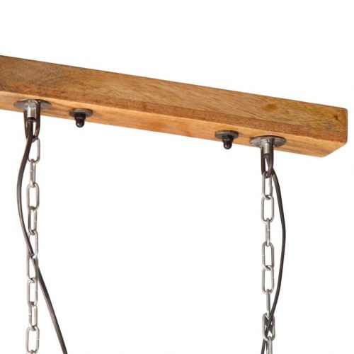 Pendel med 2 skærme i jern og mangotræ - E27, 25 W, patineret blå, 85 × 28 × 109 cm