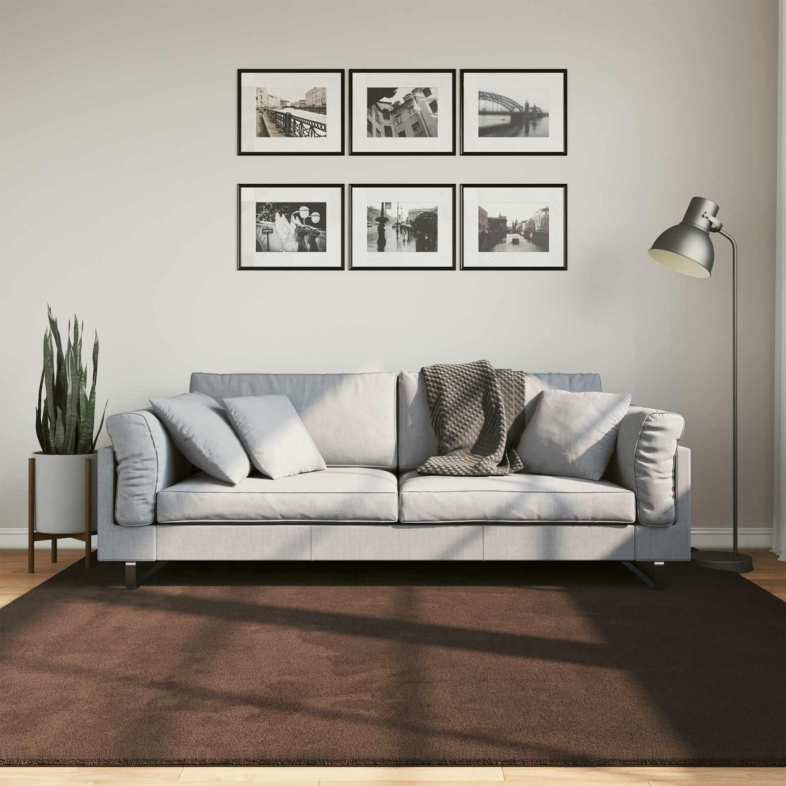 Områdetæpper Firkantet HUARTE Brun 200 x 200 cm billede