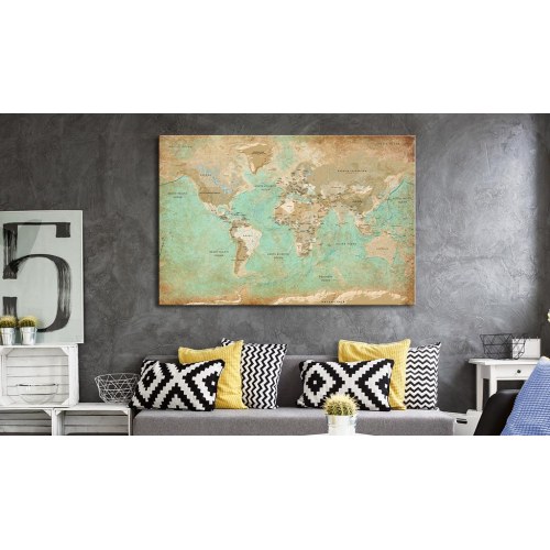 Billede på kork verdenskort - Celadon Journey 90 x 60 cm / 120 x 80 cm (OUTLET A)