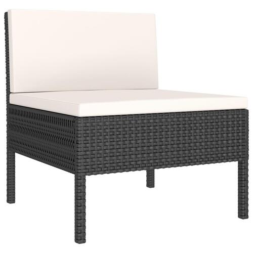 Loungesæt til haven 2 dele med hynder polyrattan sort