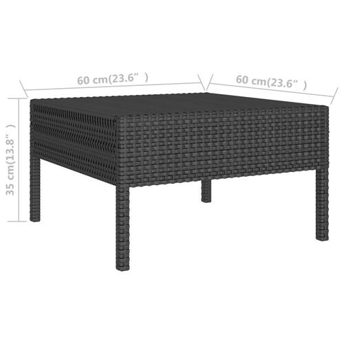 Loungesæt til haven 2 dele med hynder polyrattan sort