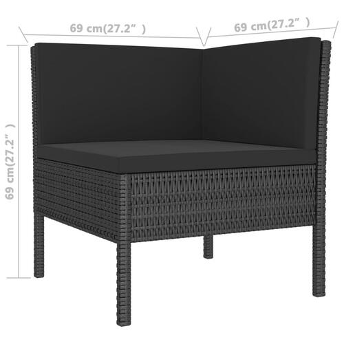 Loungesæt til haven 2 dele med hynder polyrattan sort