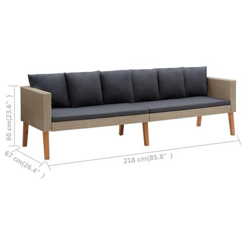 3-personers havesofa med hynder polyrattan beige