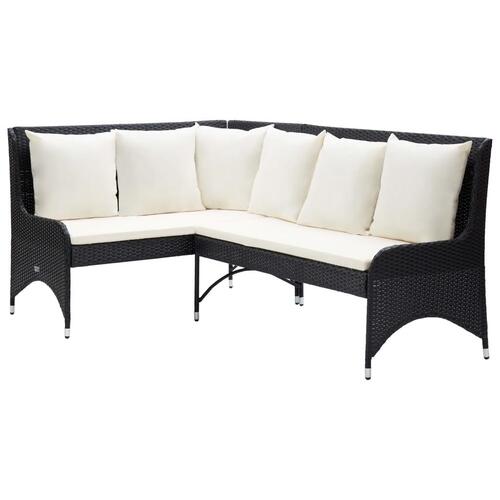 Hjørnesofaer til haven 2 stk. polyrattan sort