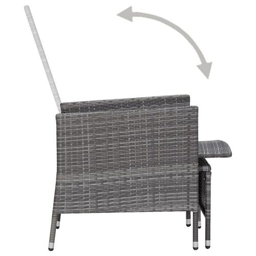 Loungesæt til haven 2 dele med hynder polyrattan grå
