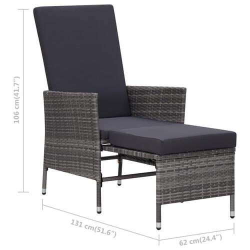 Loungesæt til haven 2 dele med hynder polyrattan grå