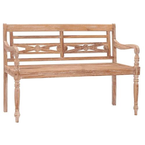 Batavia-bænk 120 cm massivt teaktræ hvidtet finish