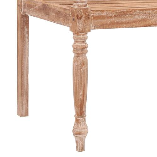 Batavia-bænk 120 cm massivt teaktræ hvidtet finish