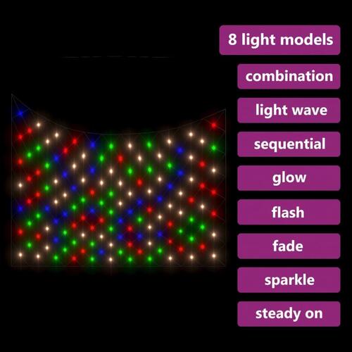 Lysnet 3x3 m 306 LED'er inde/ude farverigt lys