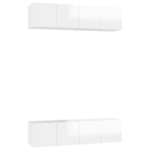 Tv-skabssæt 4 stk. 60x30x30 cm konstrueret træ hvid højglans