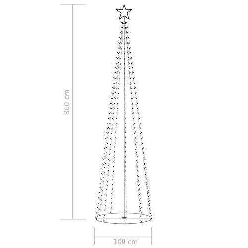 Lysende juletræ 100x360 cm 400 LED'er farverigt lys
