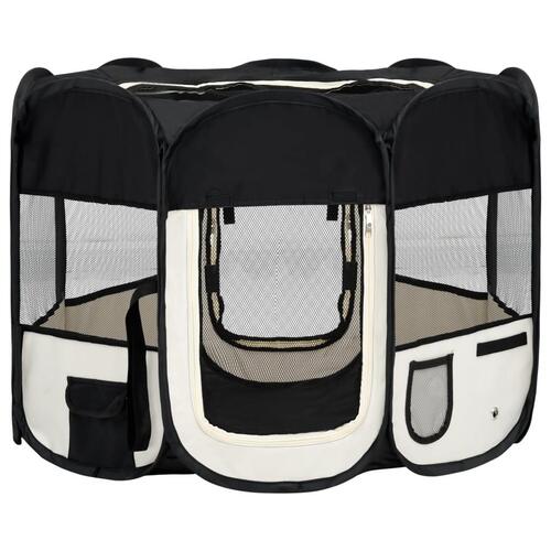 Foldbar hundegård med bæretaske 90x90x58 cm sort