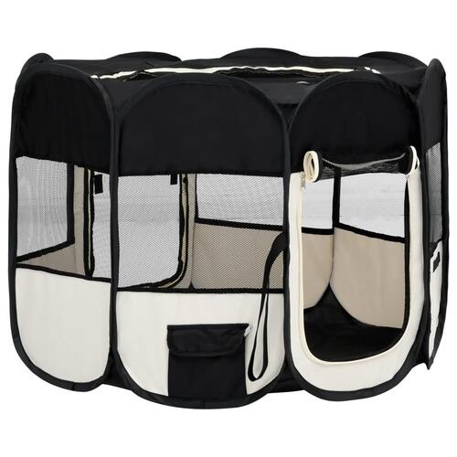 Foldbar hundegård med bæretaske 90x90x58 cm sort
