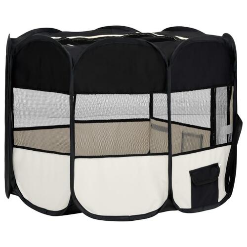 Foldbar hundegård med bæretaske 90x90x58 cm sort