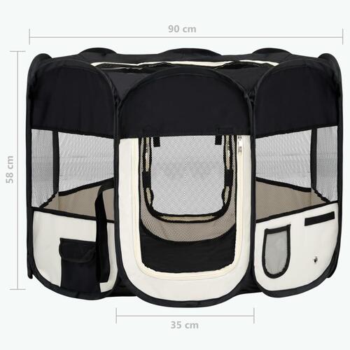 Foldbar hundegård med bæretaske 90x90x58 cm sort