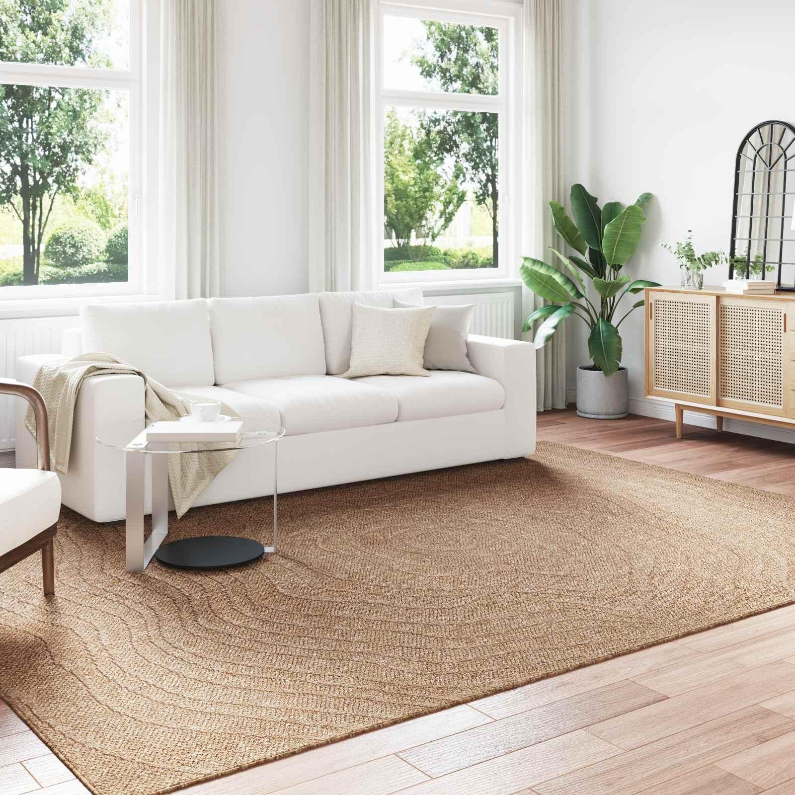 Områdetæpper Moiré Rektangulær Naturfarvet 340 x 240 cm billede