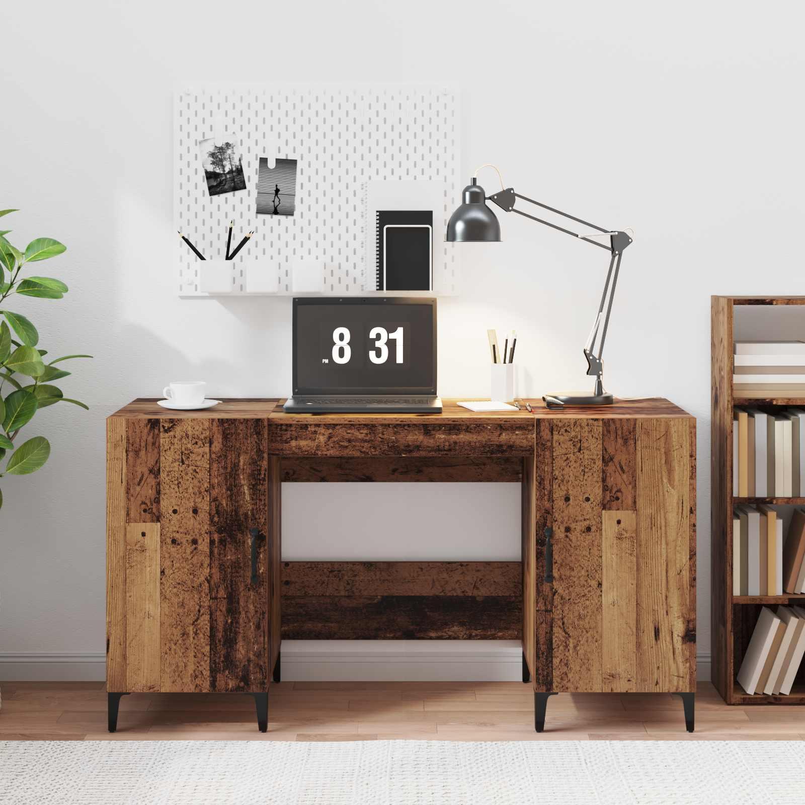Bord med dør Gammelt træ 140 x 50 x 75 cm Konstrueret træ billede