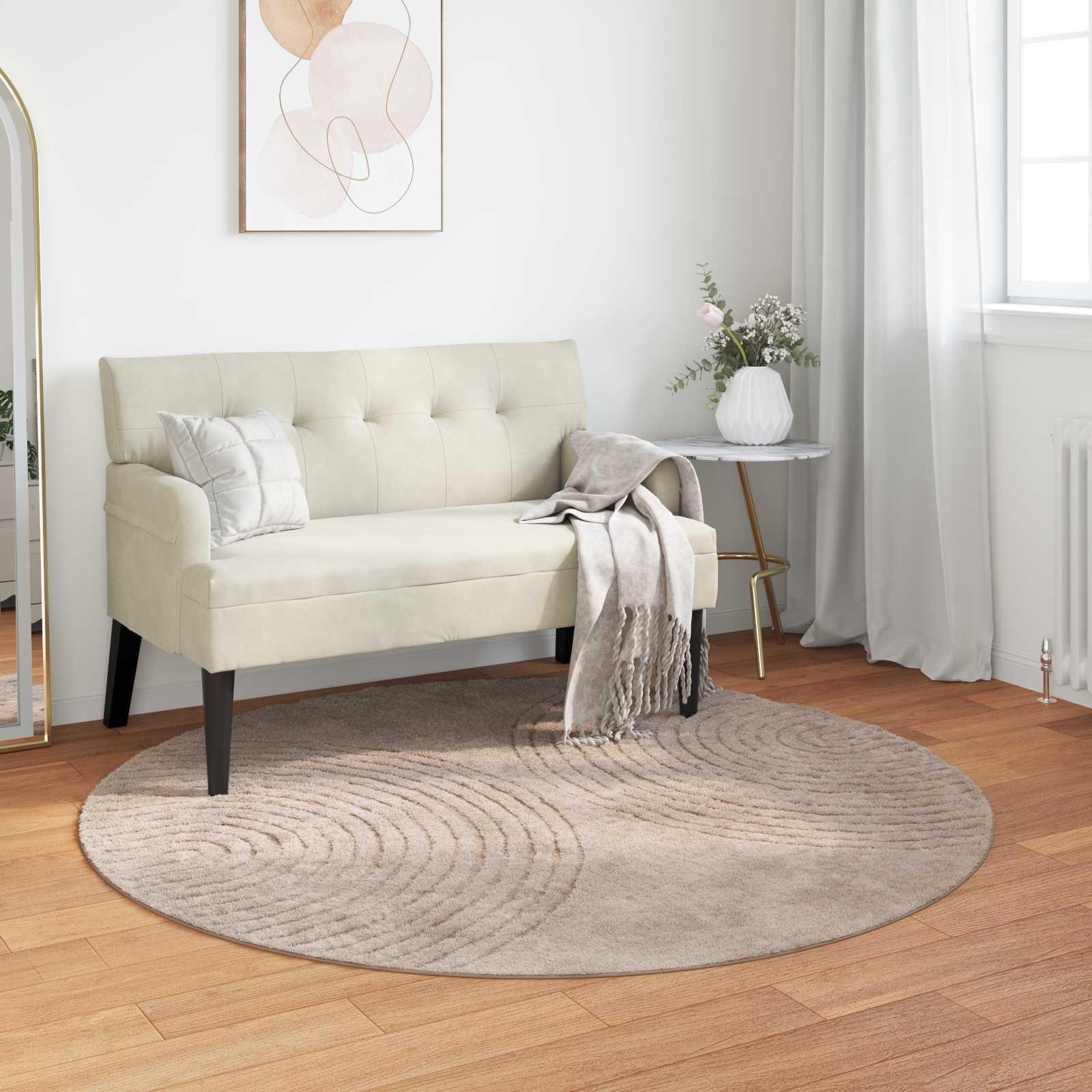 Rundt områdetæppe GALATI Ø 120 cm - beige polyester billede