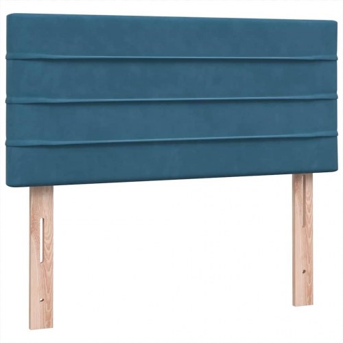 Kontinentalseng med madras i fløjl - mørkeblå 80×210 cm