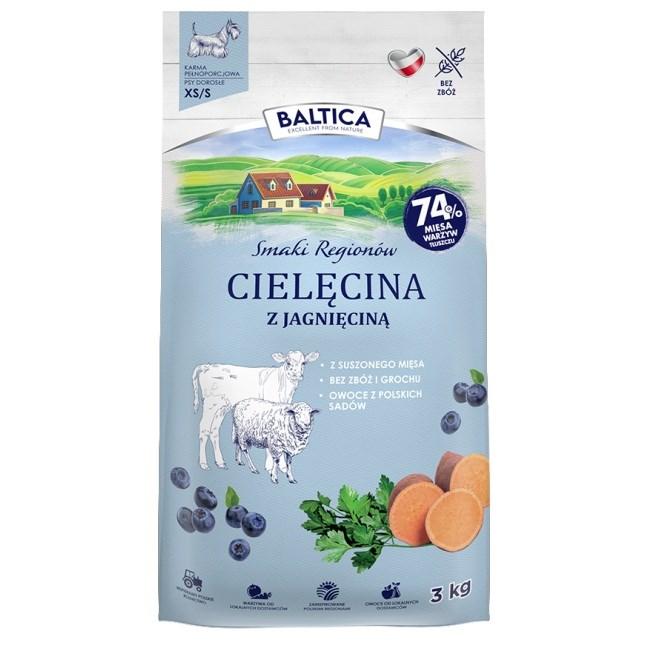BALTICA Smage af regioner – kalv med lam, tørfoder til små hunderacer – 3 kg billede