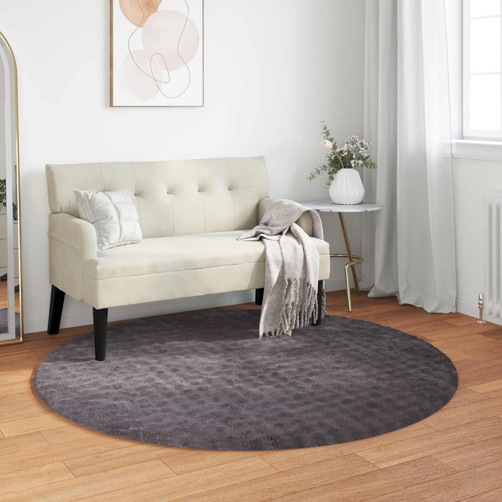 Rundt områdetæppe SIROLO Ø 160 cm - antracit, polyester billede