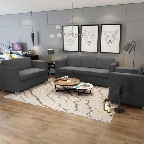 Sofasæt i tre dele stof mørkegrå
