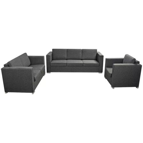 Sofasæt i tre dele stof mørkegrå