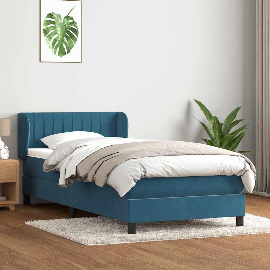 Kontinentalseng med madras mørkeblå 80x210 cm fløjl billede