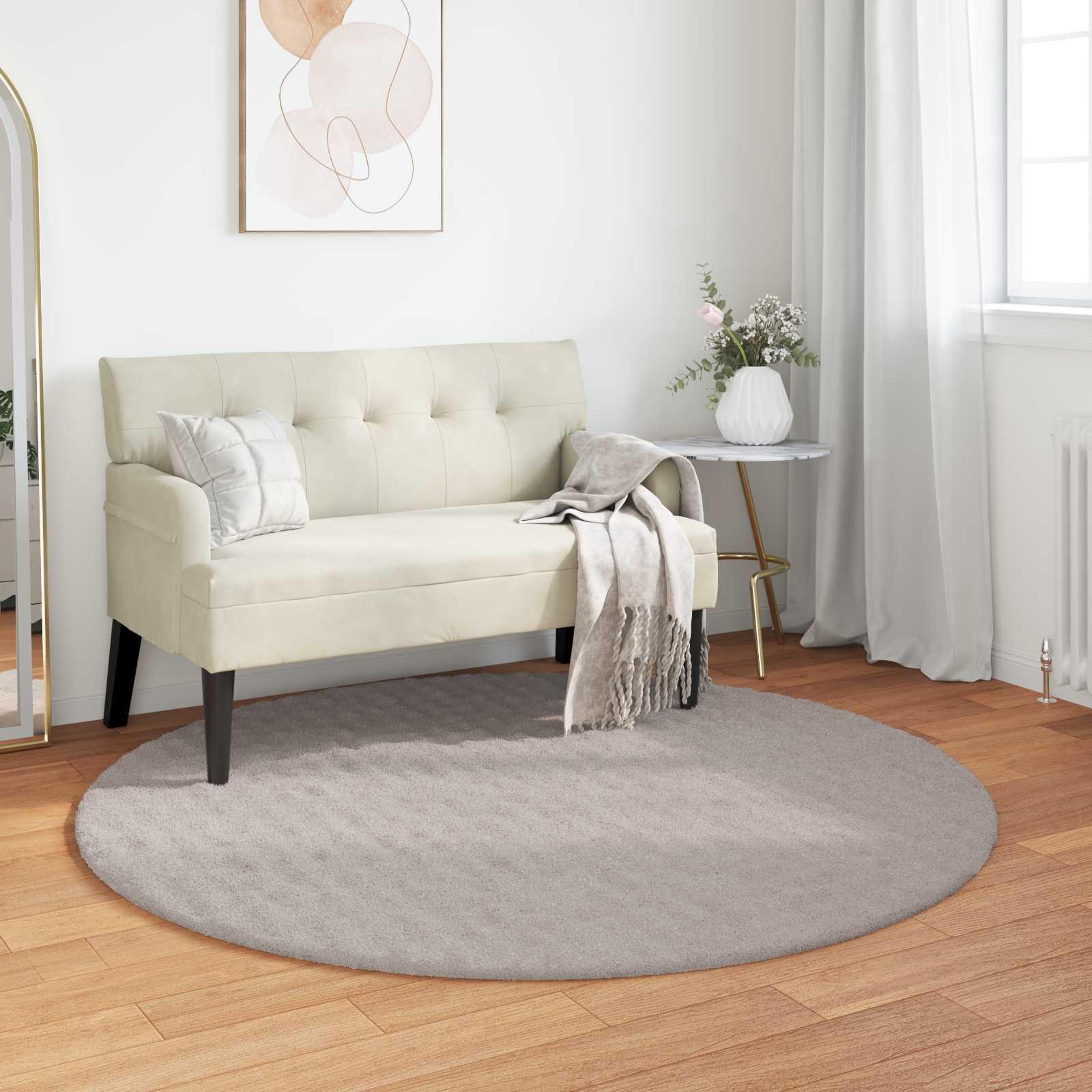 Rundt områdetæppe Sirolo - sandfarvet Ø 120 cm, polyester billede