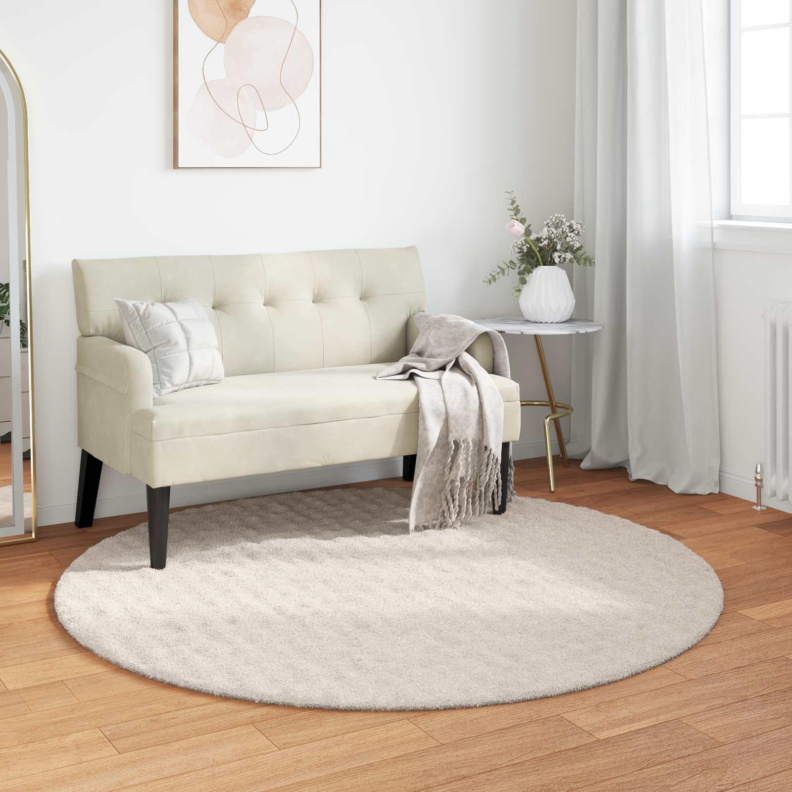Rundt områdetæppe Sirolo Ø 120 cm - beige polyester, skridsikkert billede