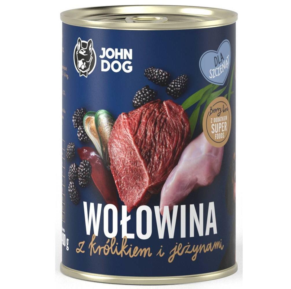 JOHN DOG Berry Line Puppy – vådfoder med okse, kanin og brombær 400 g billede