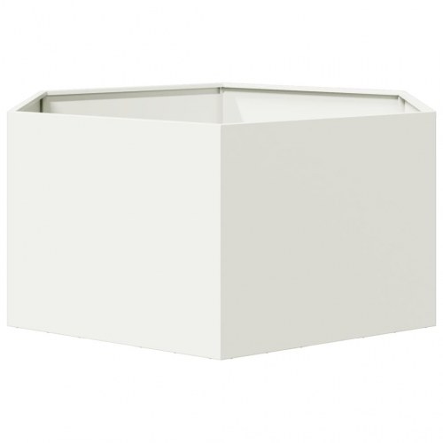 Sekskantet plantekasse i stål - hvid, 104 × 90 × 45 cm