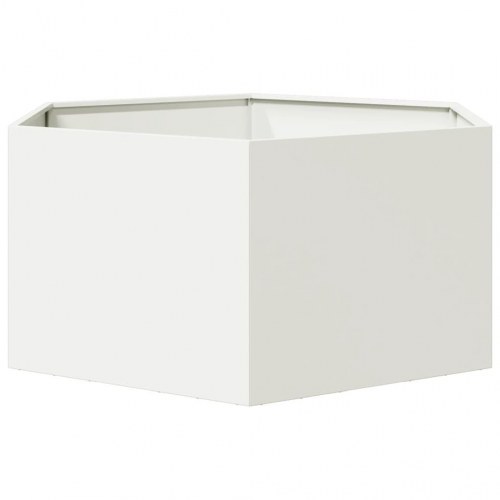 Sekskantet plantekasse i stål - hvid, 104 × 90 × 45 cm
