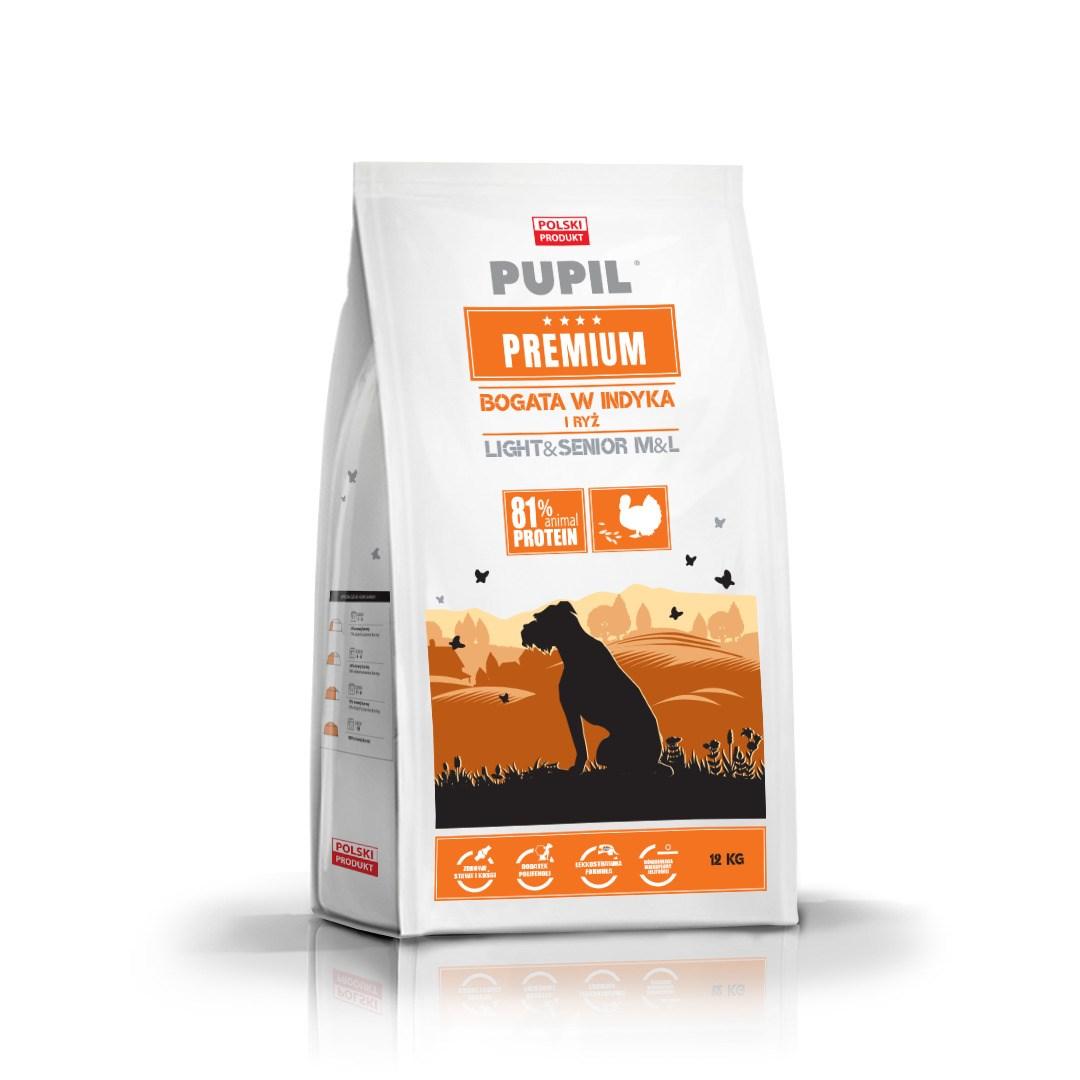 PUPIL Premium Light & Senior – mellem og store hunderacer, rig på kalkun og ris – tørfoder 12 kg billede