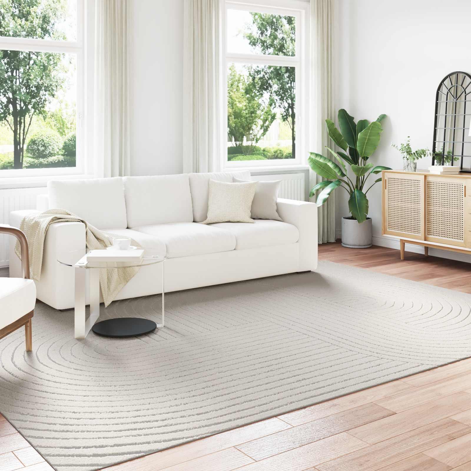 Områdetæppe rektangulært - PALMERAS, creme 280 × 200 cm, polyester billede