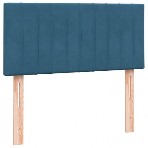 Kontinentalseng med madras - mørkeblå fløjl 80×210 cm
