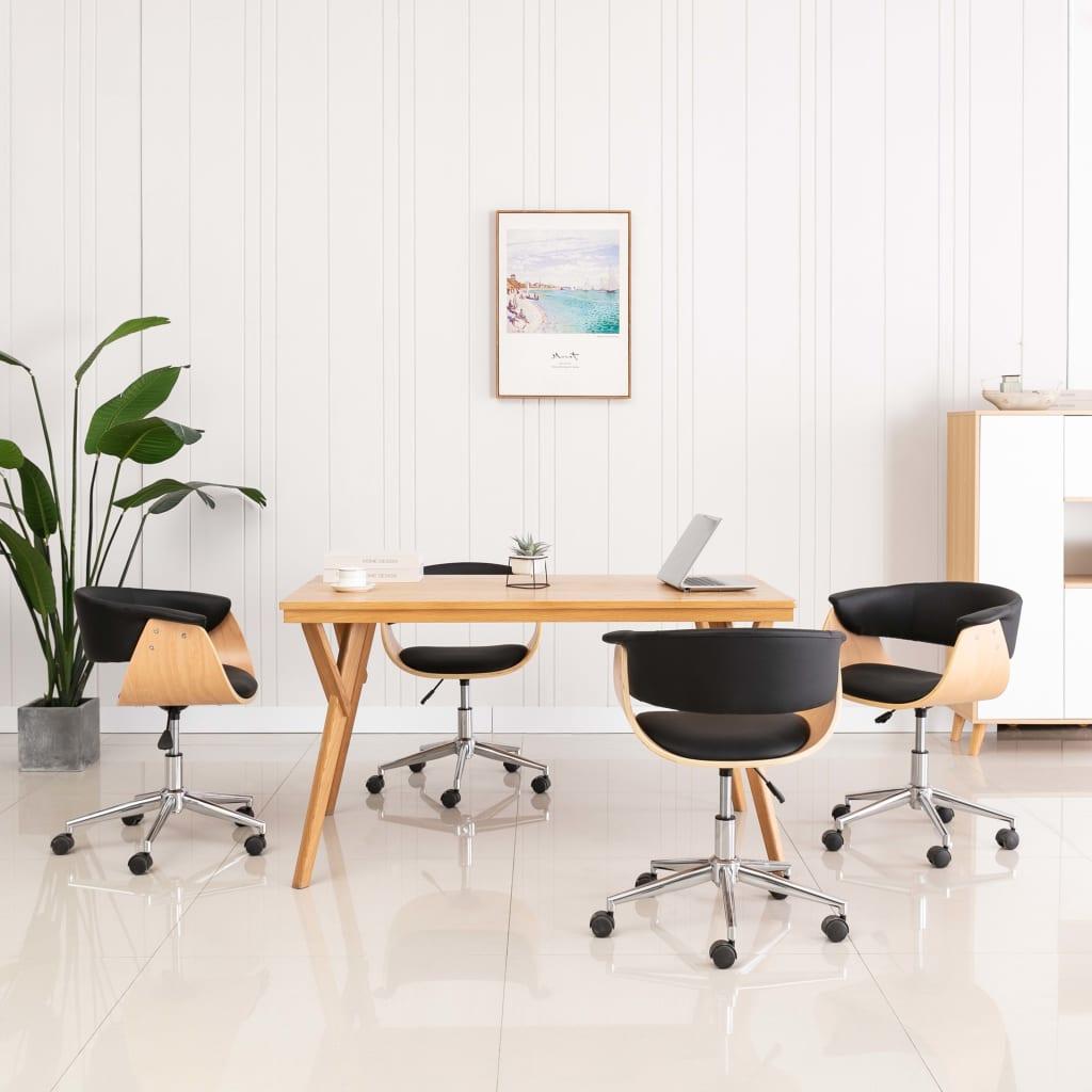 Drejelige spisebordsstole 4 stk. kunstlæder sort