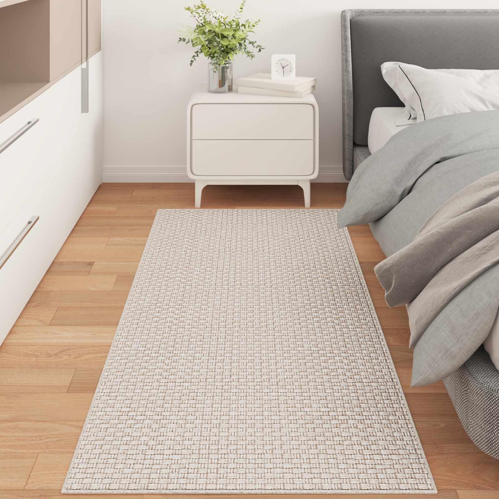 Områdetæppe rektangulært FARO - creme 200 × 80 cm polyester billede