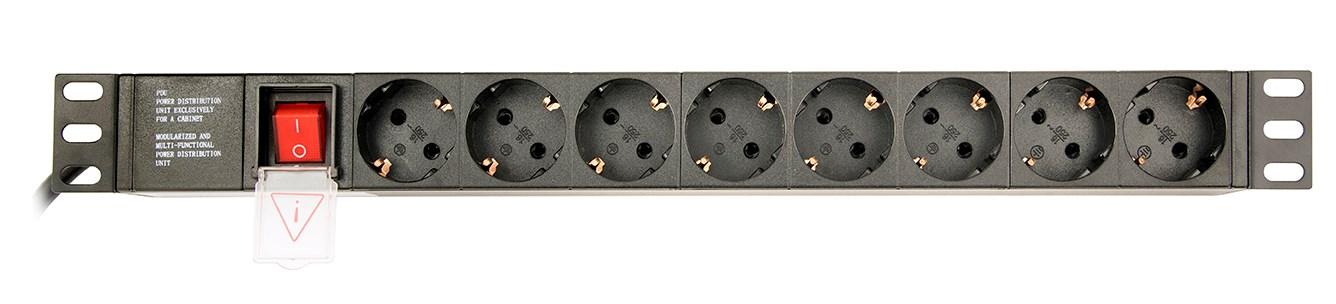 EnerGenie EG-PDU-014 - Strømfordelingsenhed (rackversion) - AC 250 V - 3680 Watt - output-stikforbindelser: 8 (8 x strøm) - 1U - 3 m ledning